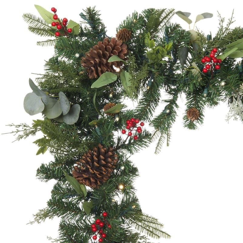9 ft. Artificial Christmas Garland with Lights - Christmas Woods - 9 Foot
