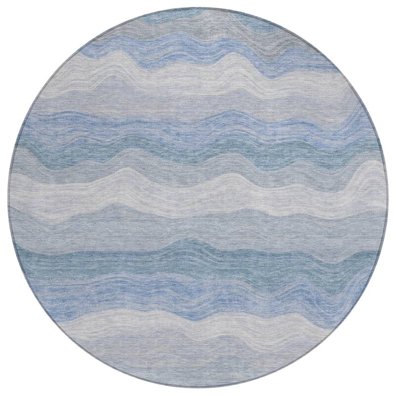 Machine Washable Indoor/ Outdoor Ombre Stripes Chantille Rug