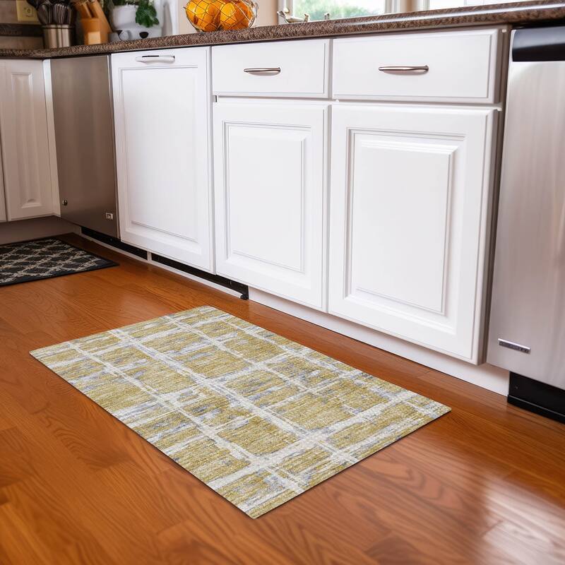 Machine Washable Indoor/ Outdoor Chantille Contemporary Abstract Rug