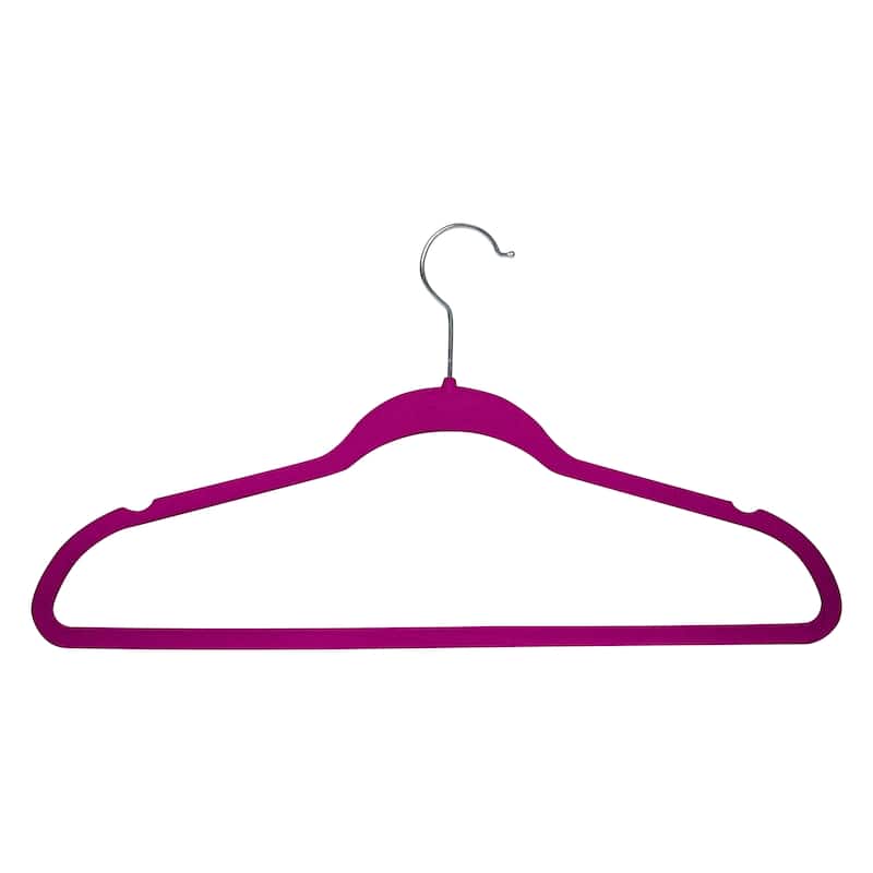 10 Super Slim Velvet Huggable Hangers in Fuchsia - 1.97" x 17.72" x 9.25"