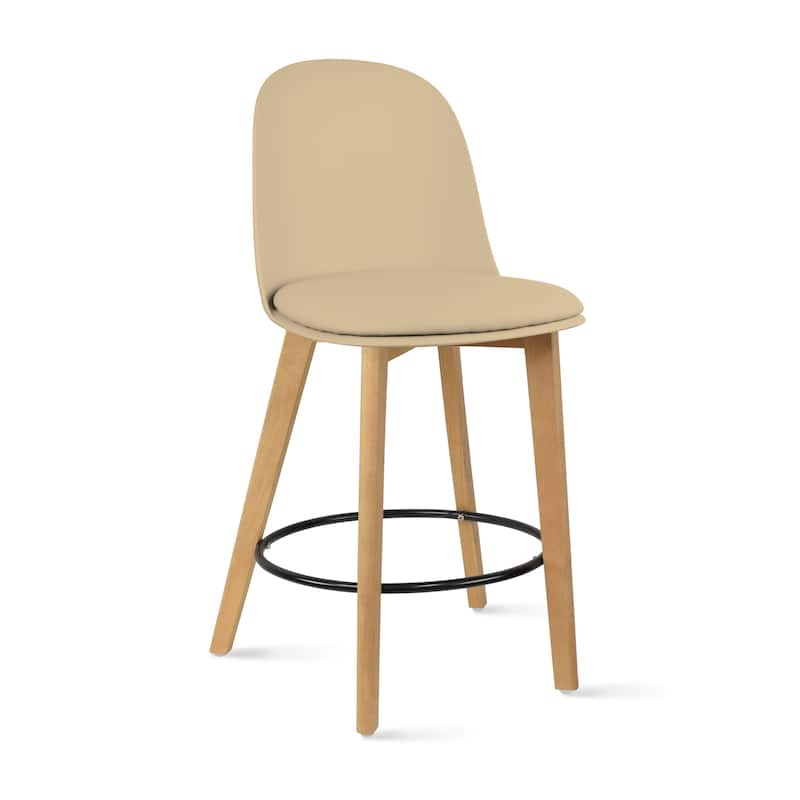 Set of 2 Designer Eiffel Chairs Counter Stools With Backs Side Molded Shell Kitchen Office Dining Dowel Bar Patio