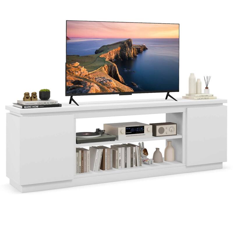 Costway Fireplace TV Stand for TVs up to 80" with Electric Fireplace 3 - See Details - White