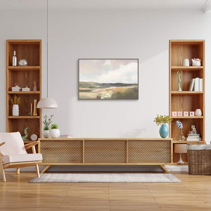 Dawn by the Water Neutral by Julia Purinton Framed Canvas Wall Art Print - Sylvie Greywash
