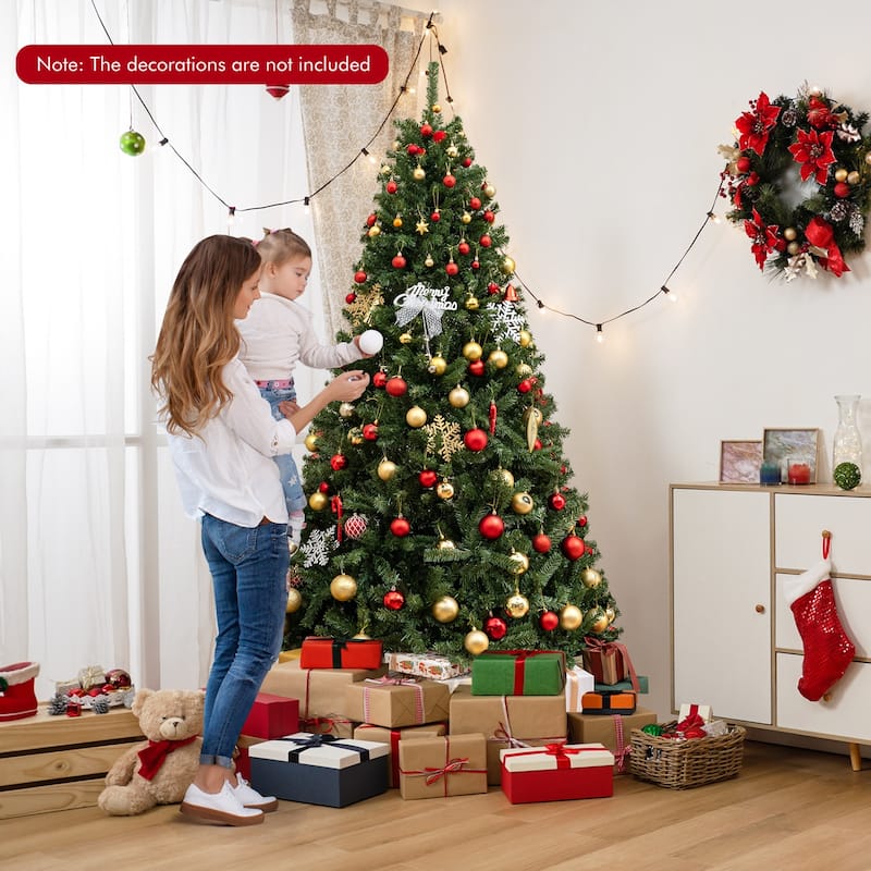 Gymax 7 FT Pre-Lit Artificial Christmas Tree w/ 1000 Warm White LED