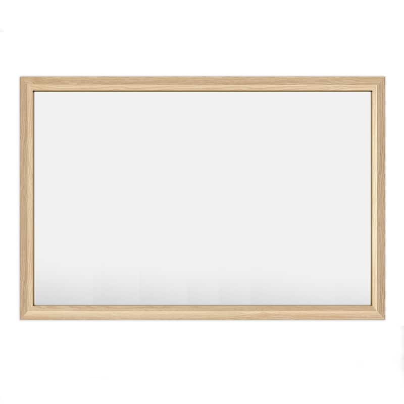 Beveled Metal Rectangle Framed Bathroom Vanity Tempered Glass Mirrors - 48" x 32" - Light Brown