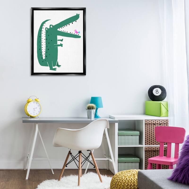Stupell Alligator & Bird Friends Framed Floater Canvas Wall Art Design By Carla Daly