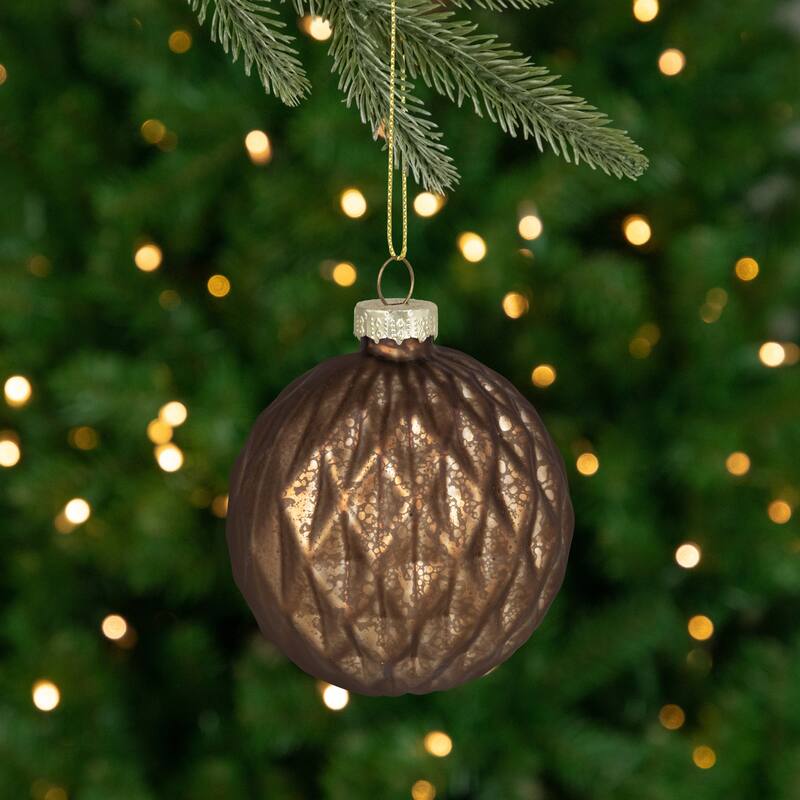 Mercury Onion and Ball Glass Christmas Ornament Set - 3" - Gold - 12ct