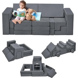 22Pcs Modular Kids Play Couch, Toddler Play Foam Convertible Couch, Floor Sofa for Children for Playroom Bedroom