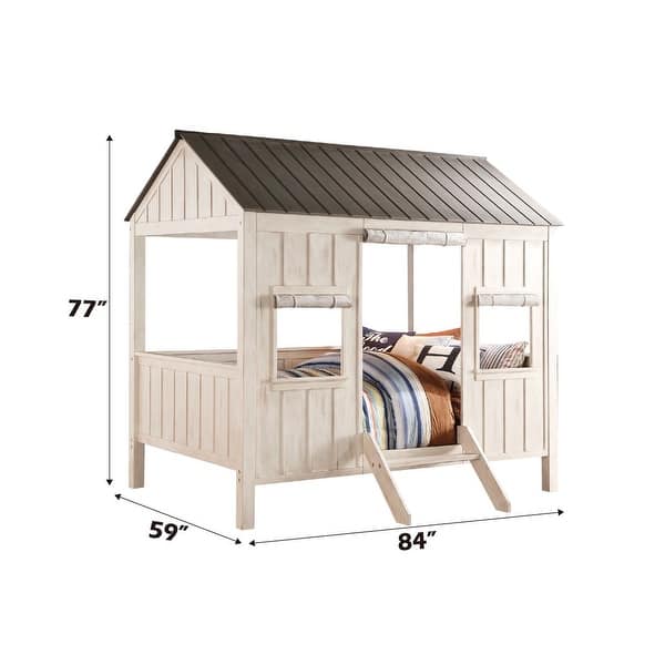 Weathered White and Washed Gray Full Bed