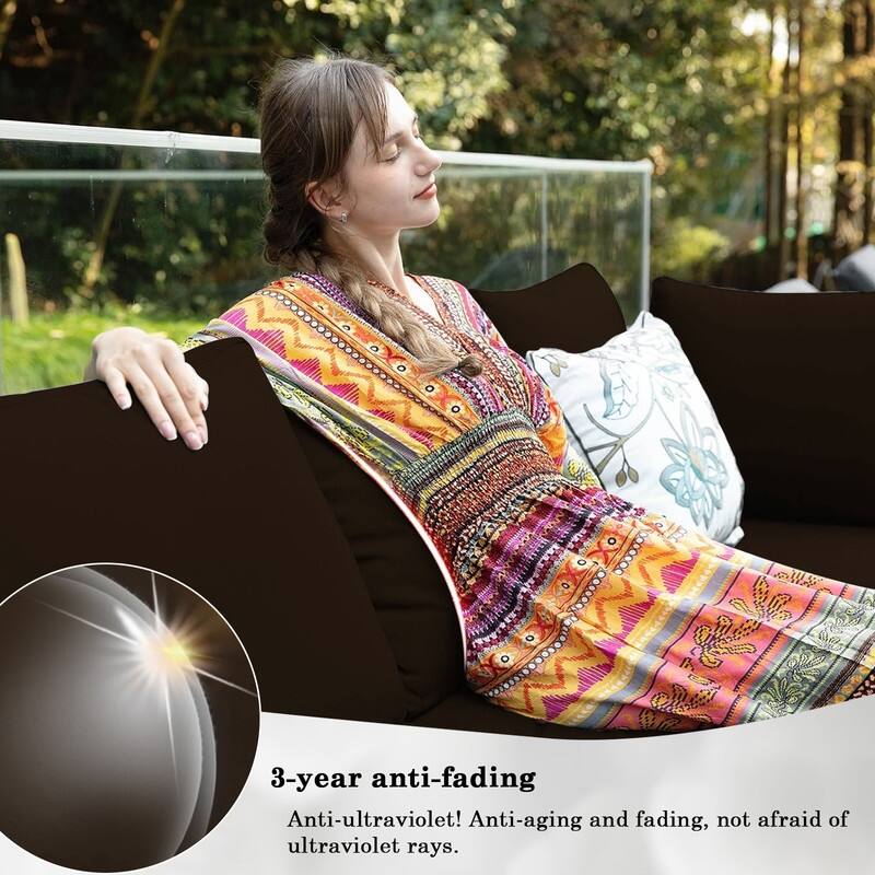 14 Pcs Outdoor Furniture Replacement Cushions Fits 6-seat Sectional Rattan Conversation Set (Only cushions+covers, no sofa.)