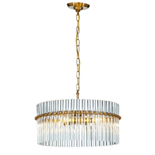 slide 4 of 12, 4 Light Modern Unique Glass Drum Chandelier - W:19.7" Antique Bronze