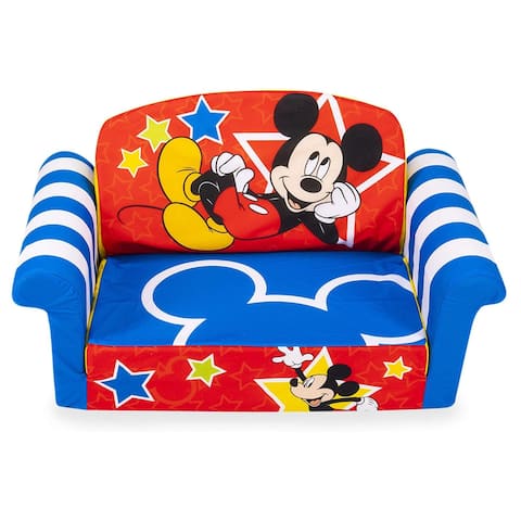 Marshmallow Furniture Children's 2 in 1 Flip Open Foam Kids Sofa, Mickey Mouse - 28.5 x 16 x 10 inches