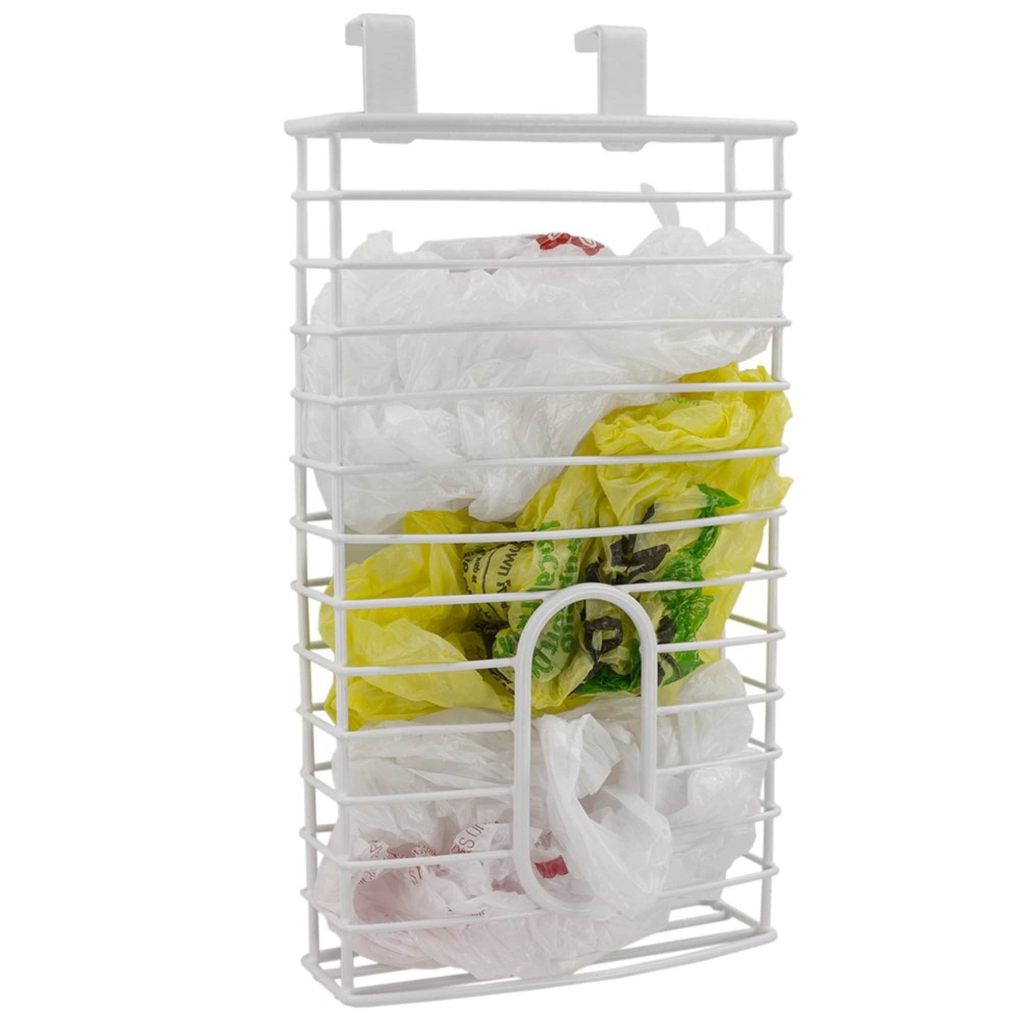 Home Basics Steel Over the Cabinet Bag Holder White - 14.75" H x 3" L x 7.5" W