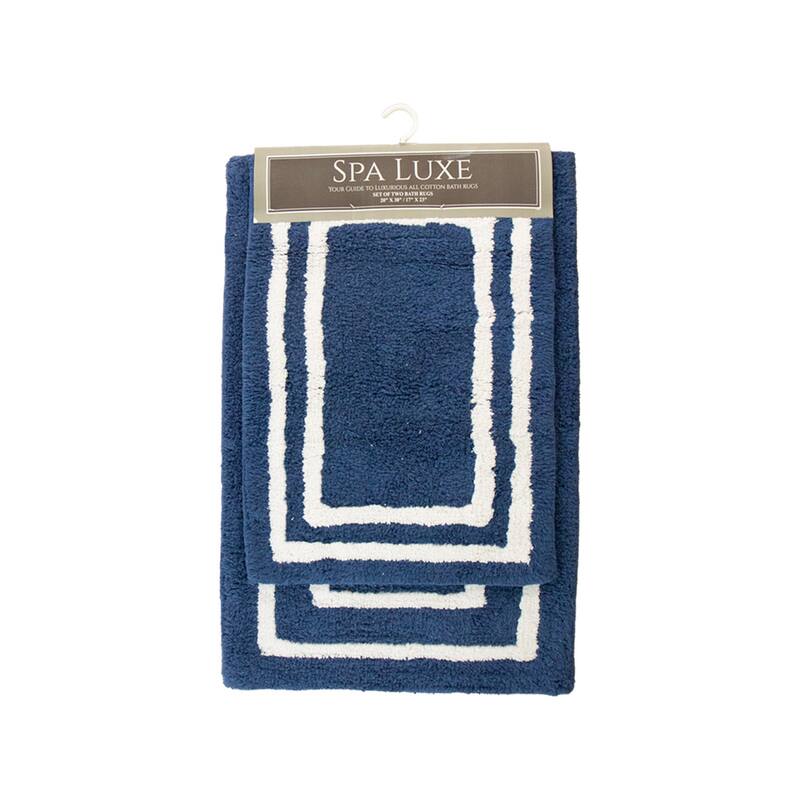 Spa Lux Border Bath Rug Set - Classic Blue