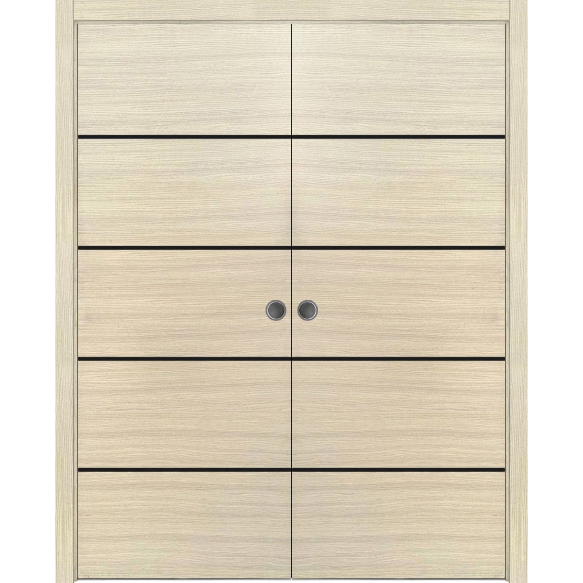 French Double Pocket Doors 36x80 Planum 0015 Natural Veneer Kit Trims Rail