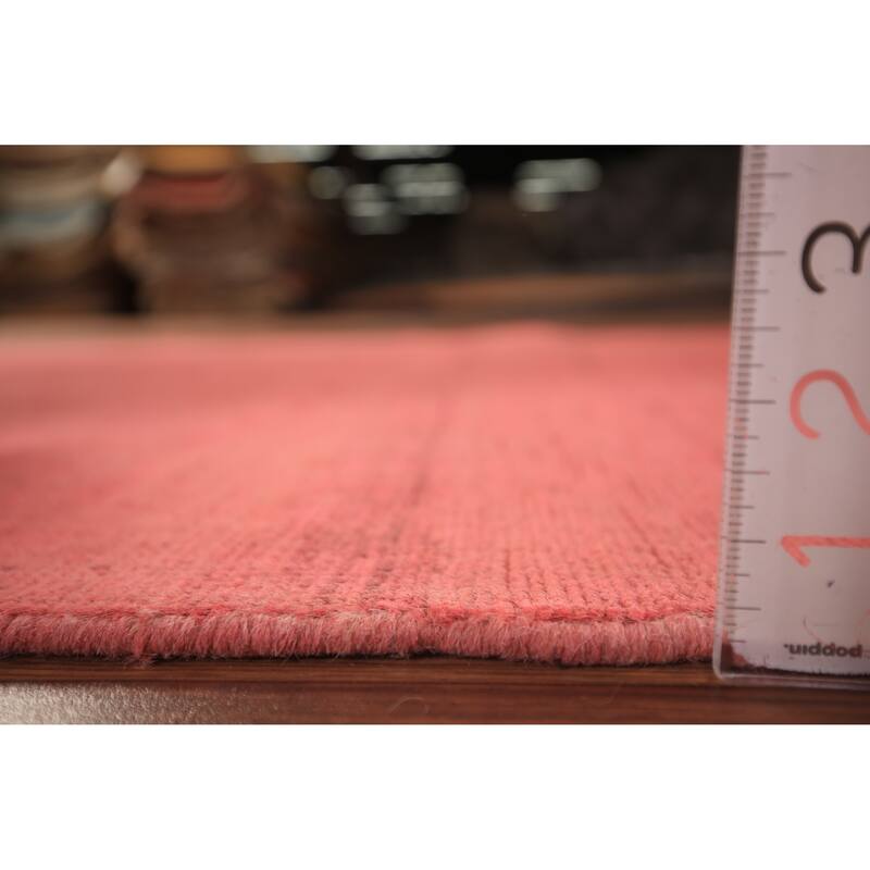Pink Modern Gabbeh Oriental Area Rug Handmade Solid Wool Carpet - 3'11" x 6'7"
