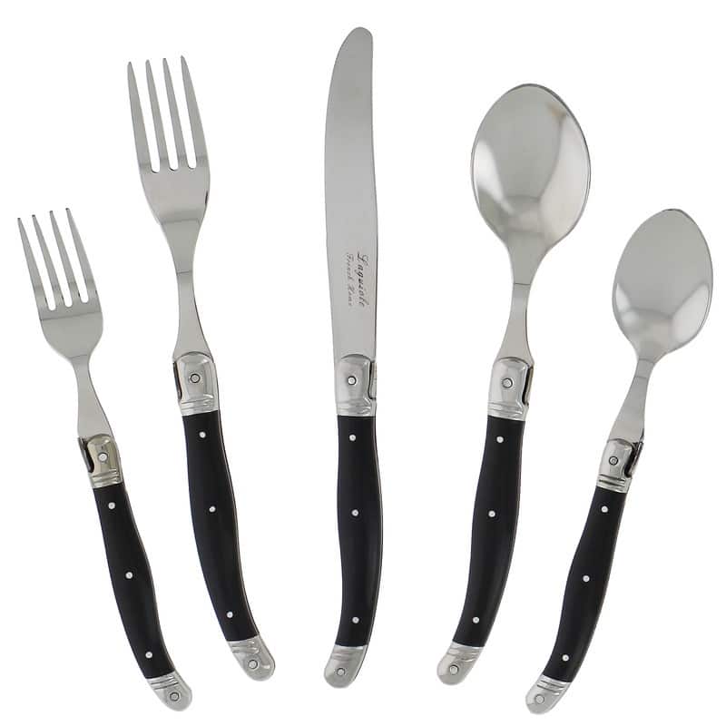 French Home 20 Piece Laguiole Flatware Set, Black Onyx