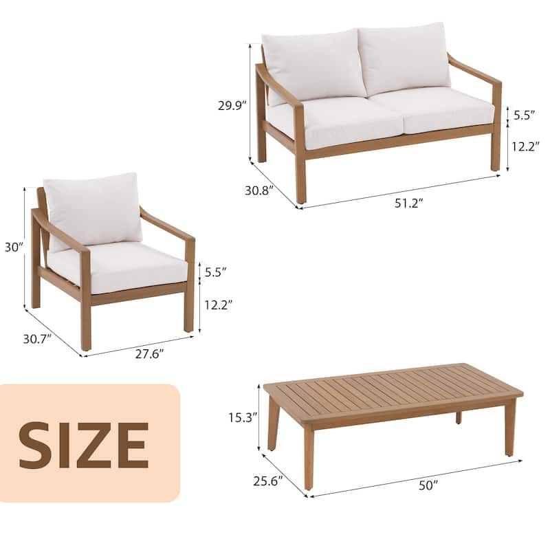 Outdoor Seating Set For 4-Person With Cushions