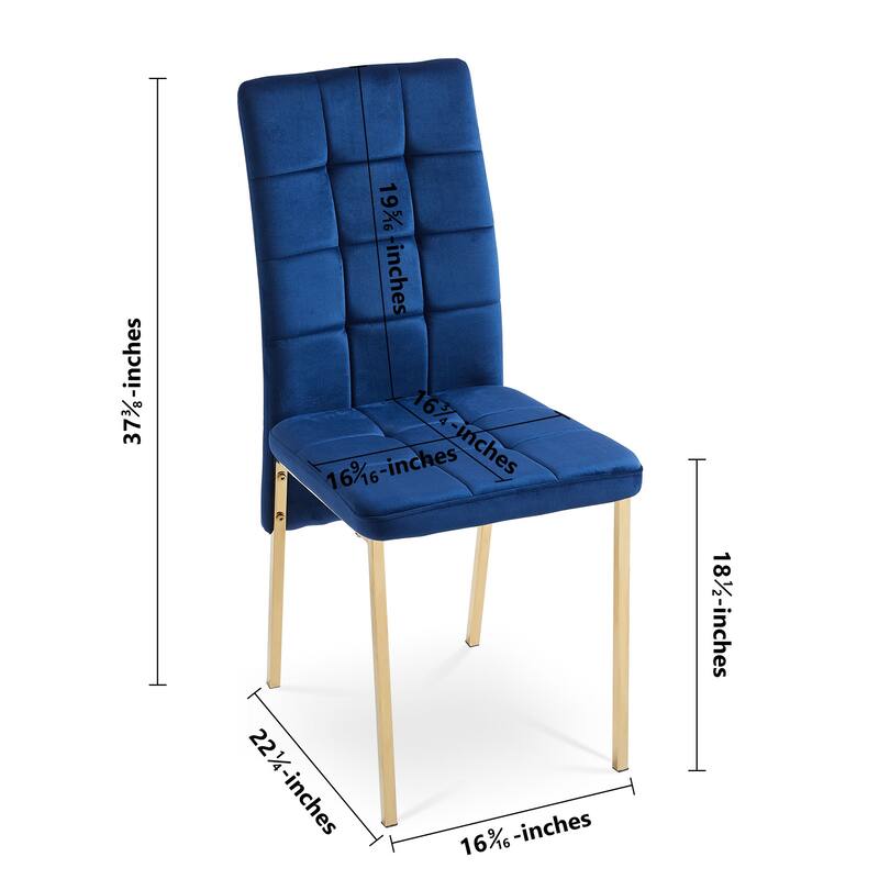 High Back Nordic Dining Chair Modern Fabric Chair with Golden Color Legs Set Of 4
