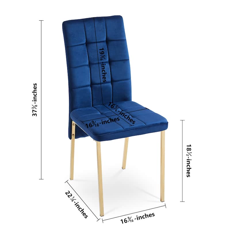 Set Of 4 Velvet High Back Nordic Dining Chair Modern Fabric Chair with Golden Color Legs for Home, Kitchen and Cafe Bar Use