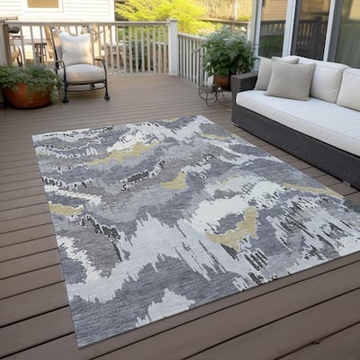 Machine Washable Indoor/ Outdoor Chantille Ombre Abstract Rug