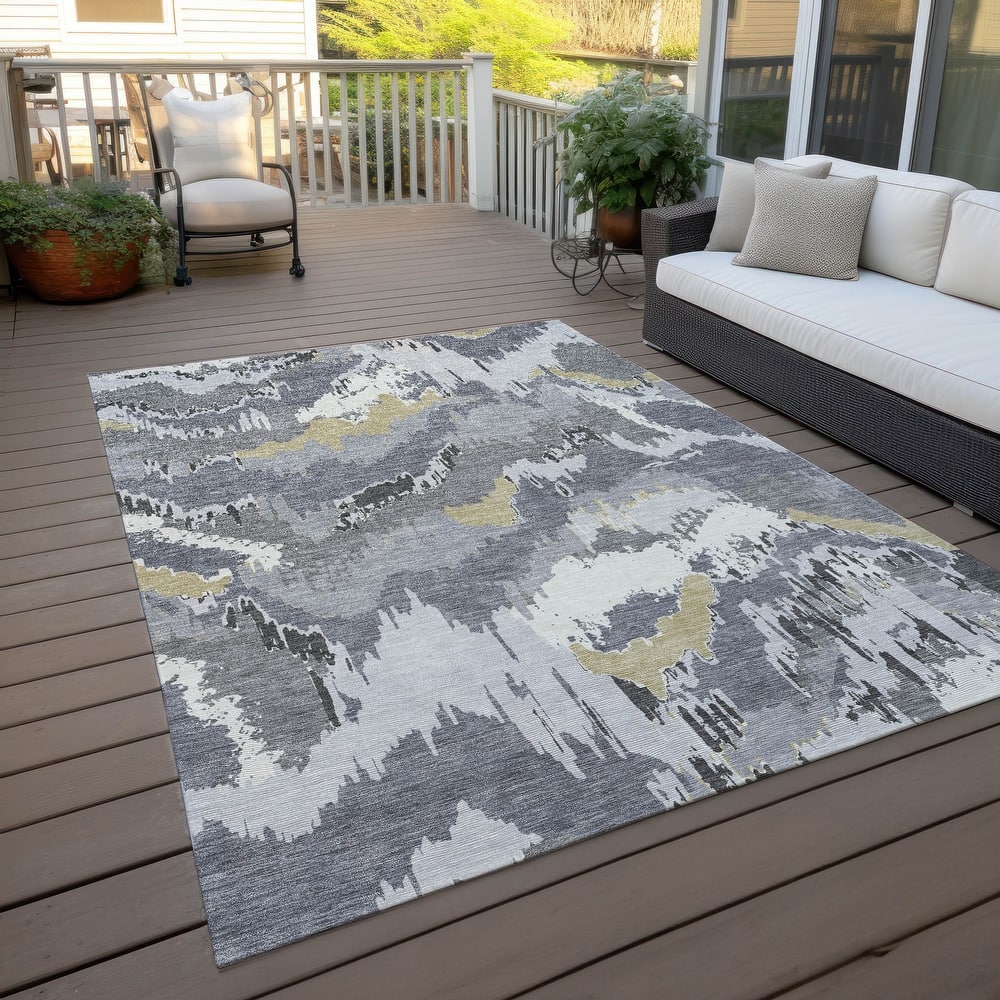 Machine Washable Indoor/ Outdoor Chantille Ombre Abstract Rug