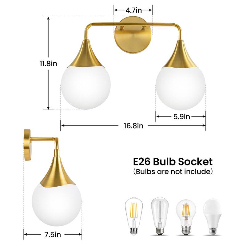 Dimmable Vanity Light with Clear Glass Shade