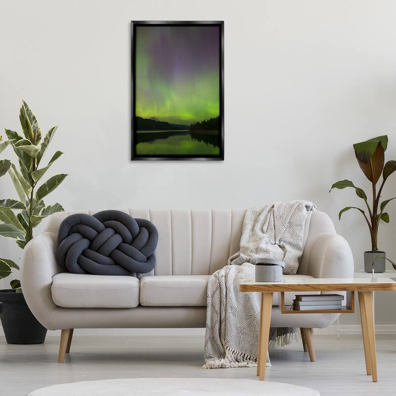 Stupell Green Aurora Landscape Framed Floater Canvas Wall Art Design By Nancy Crowell