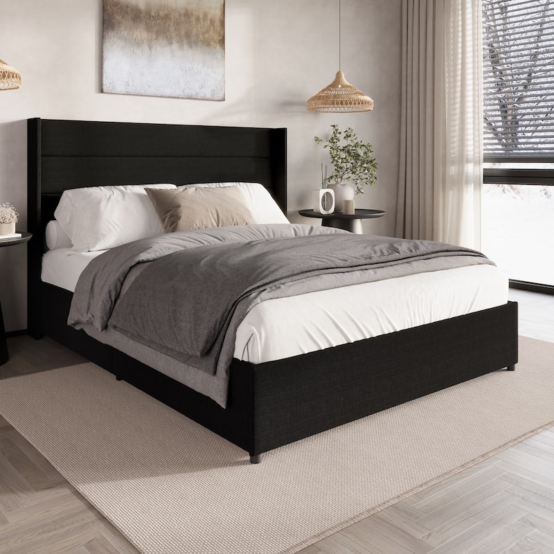 CraftPorch Modern Wingback Platform Lift Up Storage Bed