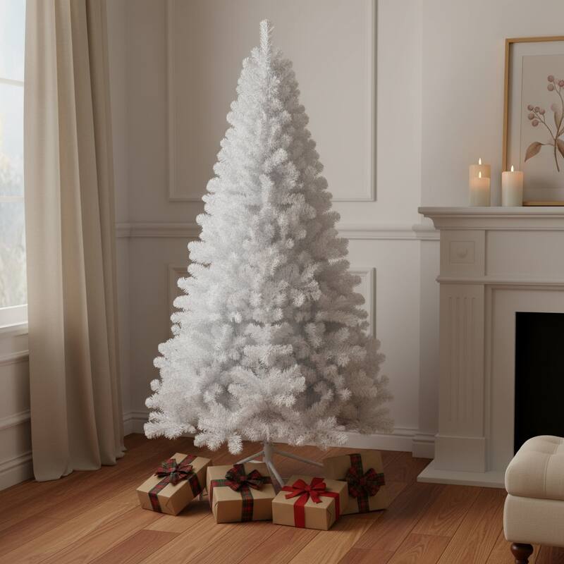 HomeRoots 9' White Full Spruce Christmas Tree - 7 Foot
