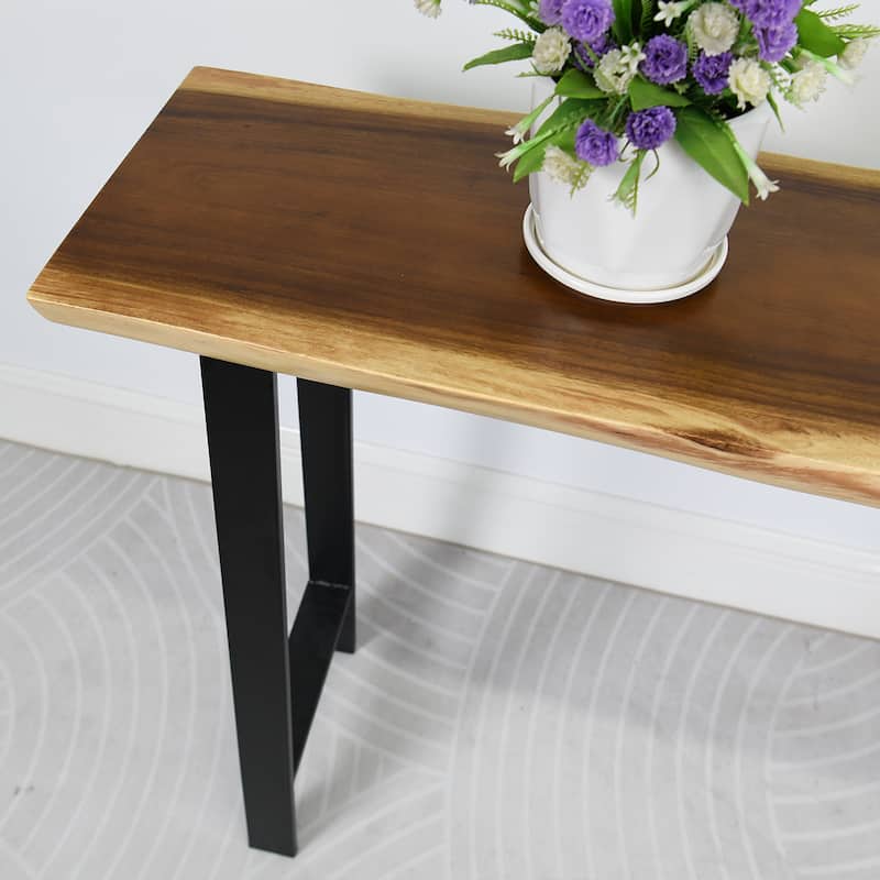 Natural Wood Rectangle Coffee Console Table