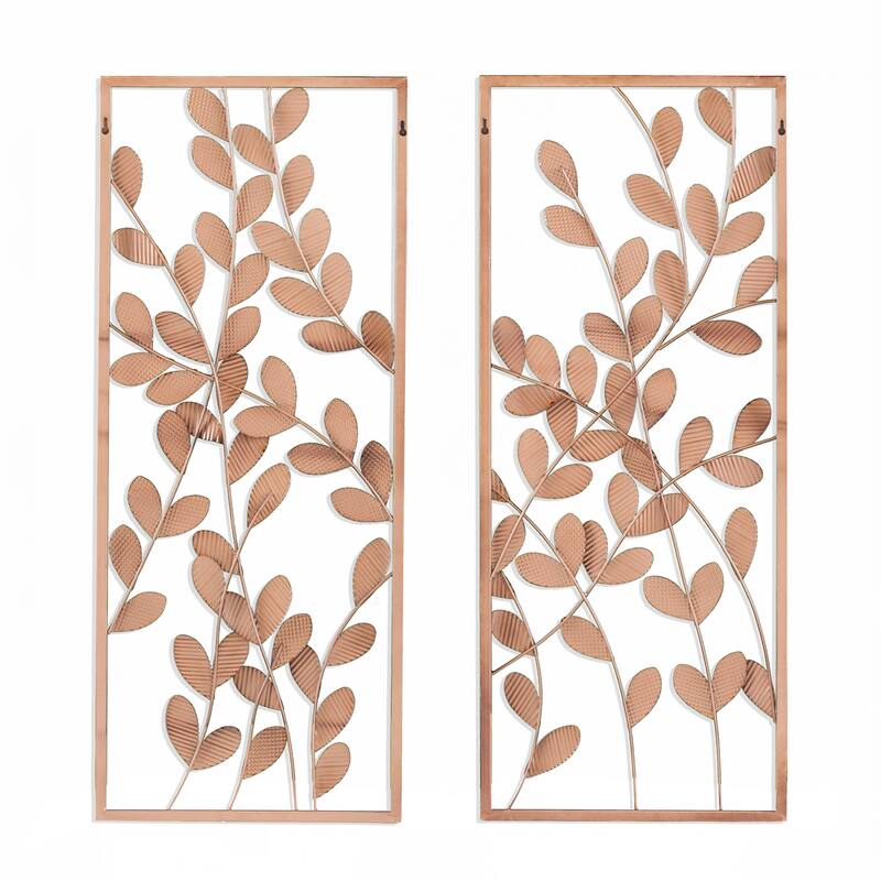 SEI Furniture Benjen Transitional Yellow & Gold Metal Leaves Wall Decor