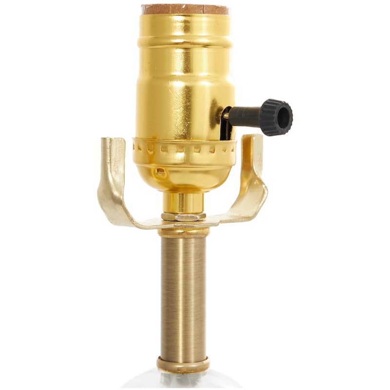 Gold Metal Inverted Cone Shaped Accent Lamp with Glass Ball Accent and Square Base