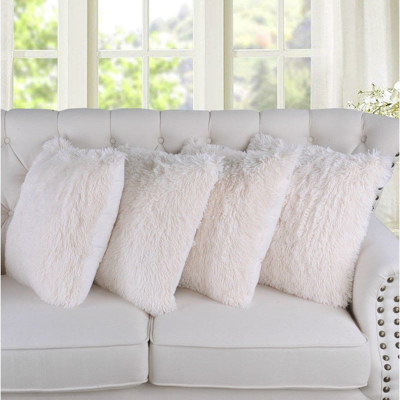 Halsted Shaggy FauxFur Decorative Throw Pillow Cover Set, NO INSERT