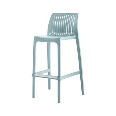 HomeRoots Set of Two 30" Baby Blue Heavy Duty Plastic Low Back Outdoor Bar Height Chairs
