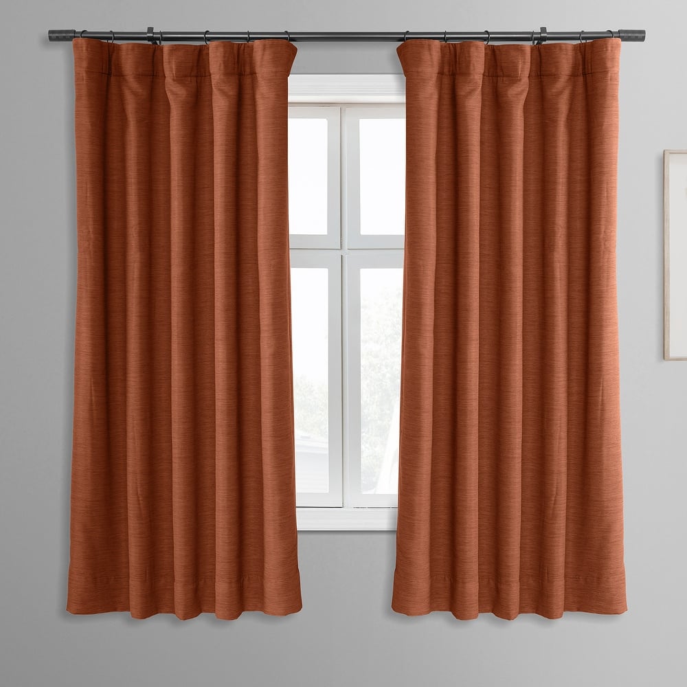 Exclusive Fabrics Bellino Textured Faux Linen Room Darkening Curtains For Bedroom (1 Panel), 50W X 63L - 50 x 63