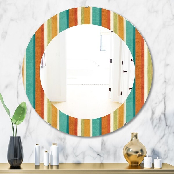 Designart 'Blue, Green and Orange Vertical Abstract Stripes' Mid ...