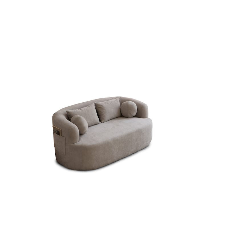 Modern Memory Foam Couch 2-Seater Sofa with 4 Throw Pillows, Round Armrests, for Living Rooms, Bedrooms and Apartments