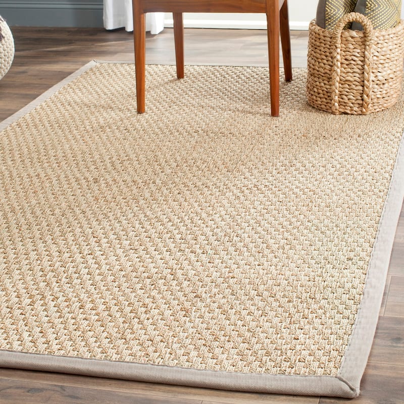 SAFAVIEH Natural Fiber Marina Basketweave Seagrass Rug - 3' x 5' - Natural/Grey