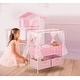 preview thumbnail 2 of 5, Badger Basket Starlights Metal Doll Crib with Canopy, Bedding, Storage and LED Lights - Pink/White/Stars