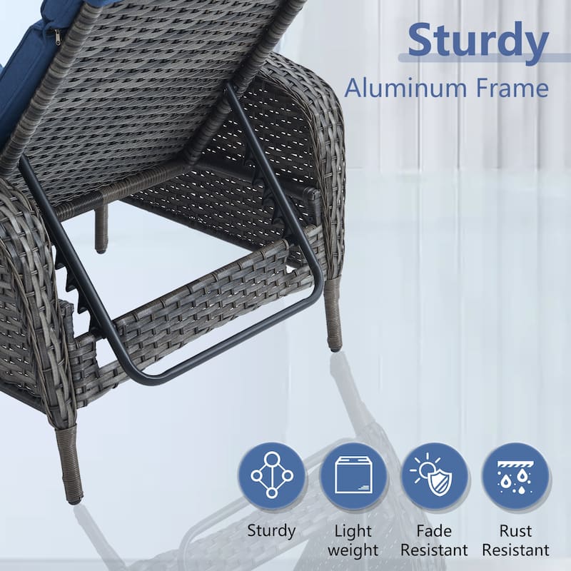 Outdoor Patio Chaise Lounge Chairs with Cushion
