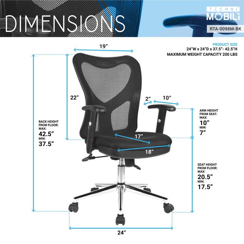 Ergonomic High Back Mesh Office Desk Chair with Armrests, Classic