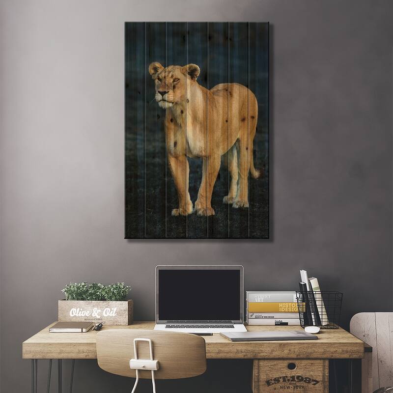 African Lioness, Serengeti National Park, Tanzania Print On Wood by Panoramic Images - Multi-Color