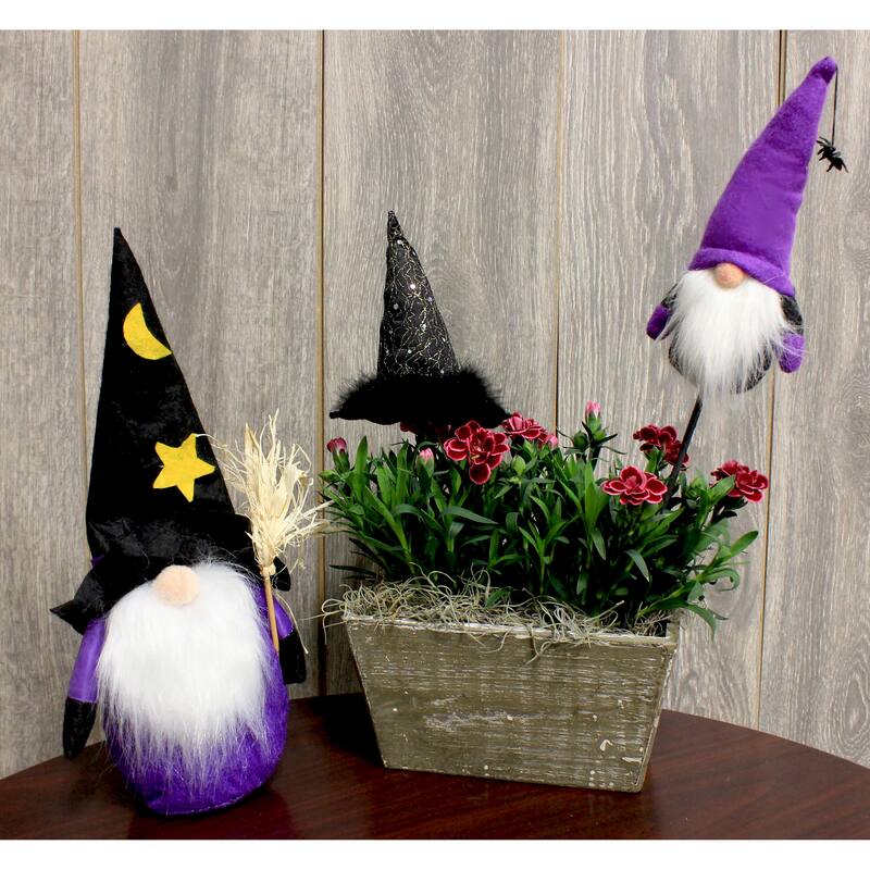 9" Halloween Gnome on 7.5" Pick w/ Spider, Set of 4
