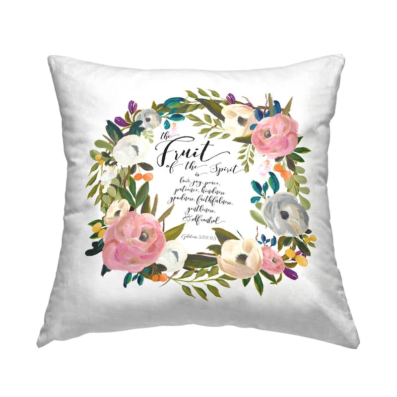 Stupell Fruit Of The Spirit Rose Wreath Printed Throw Pillow Design by ...