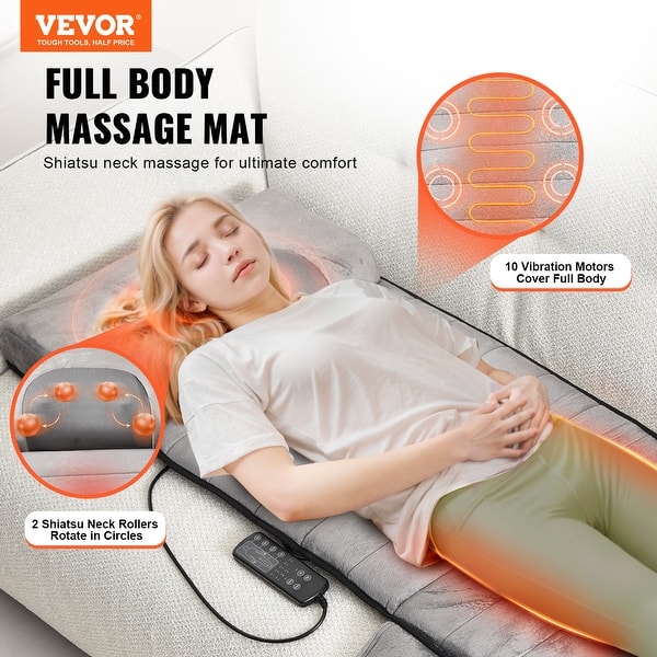 VEVOR Full Body Massage Cushion with Shiatsu Neck Massager,10 Vibration  Motors & 2 Heating Shiatsu Neck Rollers. - Bed Bath & Beyond