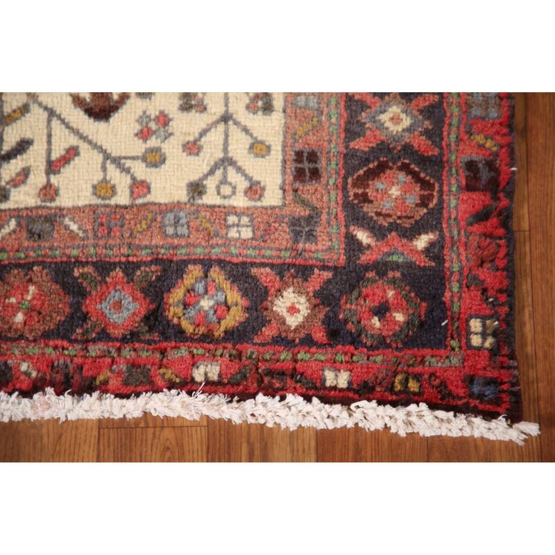 Geometric Heriz Persian Vintage Runner Rug Handmade Wool Carpet - 3'1"x 10'8"