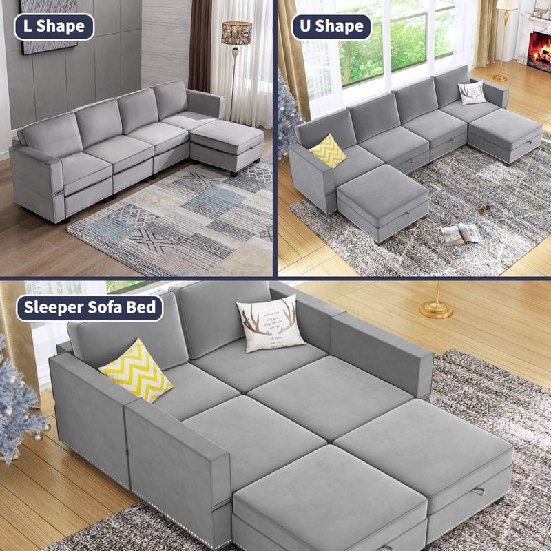 Mixoy 6-Seater Transferable Position Free Combination Sectional Sofa with Storage