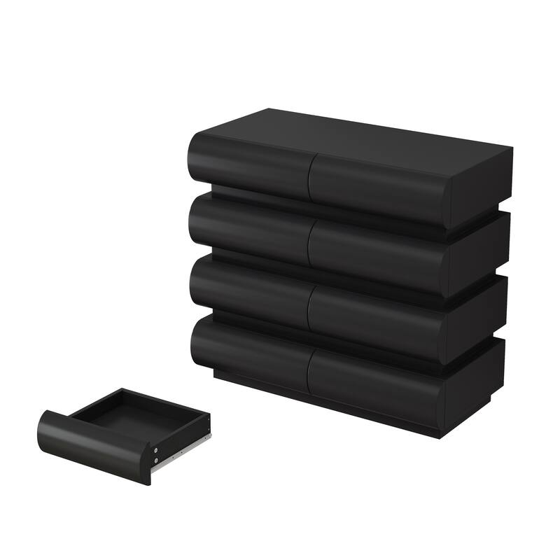 Modern Dressing Table Handleless Dressing with 8 Sliding Drawers Anti-Tip Device, for Bedroom, Black