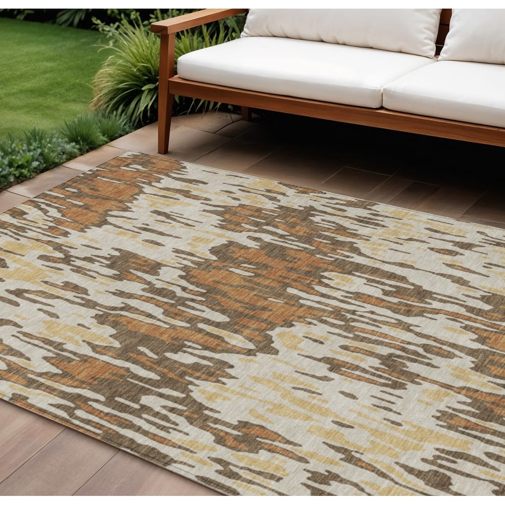 HomeRoots Striped Transitional Rectangle Outdoor Rug